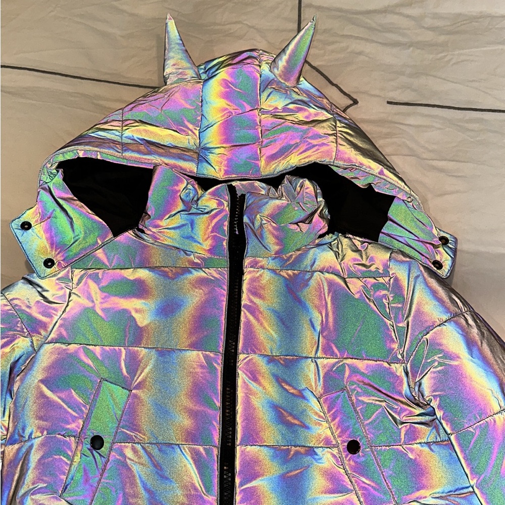 Current Mood - Reflective Crop Puffer Jacket - Size S
